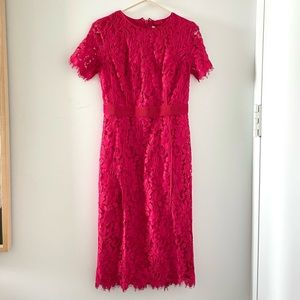 New York & Company Eva Mendes Red Lace Midi Dress NWT